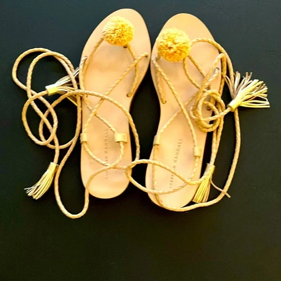 Loeffler Randall lace up beige size 8 sandals - Picture 1 of 5